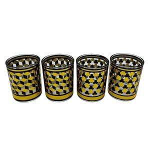 Melwood Geometric Rocks Glasses 12 Oz Set of 4 Glasses 2 Hex 2 Square